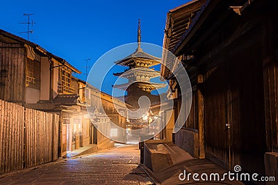 Yasaka Pagoda and Sannen Zaka Street Editorial Stock Photo