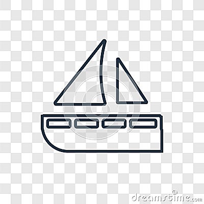 Yatch concept vector linear icon isolated on transparent background, Yatch concept transparency logo in outline style Vector Illustration