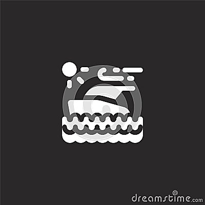 yatch icon. Filled yatch icon for website design and mobile, app development. yatch icon from filled summer collection isolated on Vector Illustration