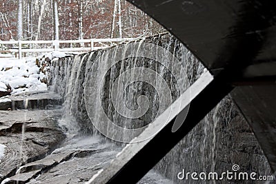 Yates Mill Pond Water Wheel with Waterfall Stock Photo