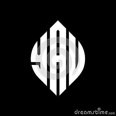 YAU circle letter logo design with circle and ellipse shape. YAU ellipse letters with typographic style. The three initials form a Vector Illustration