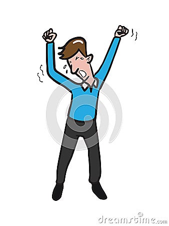 Yawing young man cartoon drawing Vector Illustration