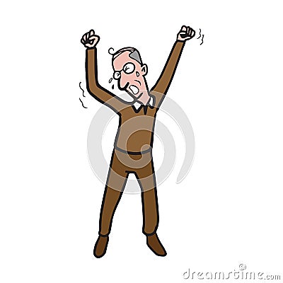 Yawining old man cartoon drawing Vector Illustration