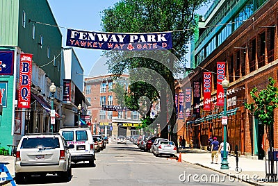 Yawkey Way at Fenway Park, Boston, MA. Editorial Stock Photo