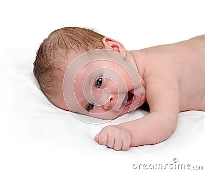 Yawn newborn baby Stock Photo