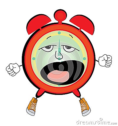 Yawning alarm clock cartoon Cartoon Illustration