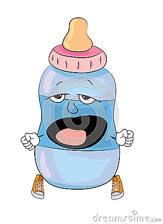 Yawning baby bottle cartoon Cartoon Illustration