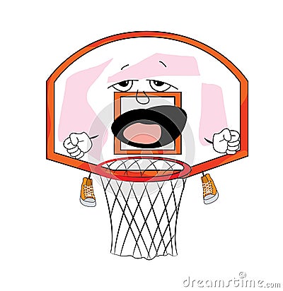 Yawning Basketball hoop cartoon Cartoon Illustration