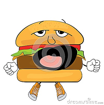 Yawning Burger cartoon Cartoon Illustration
