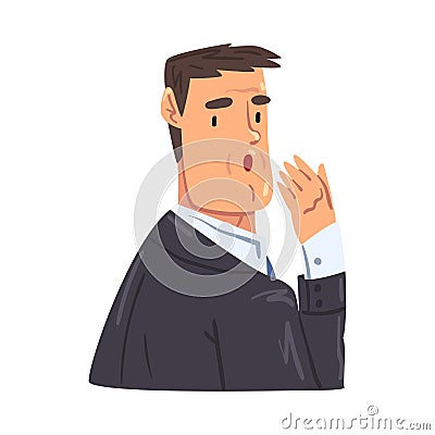 Yawning Businessman, Office Worker Character in Formal Style Clothes, Business Avatar Cartoon Style Vector Illustration Vector Illustration