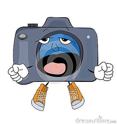 Yawning Camera cartoon Cartoon Illustration