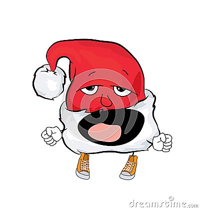 Yawning Christmas hat cartoon Cartoon Illustration