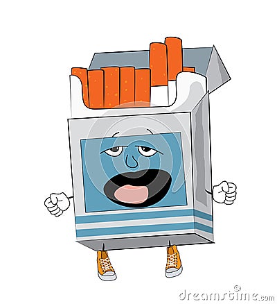 Yawning Cigaretes pack cartoon Cartoon Illustration