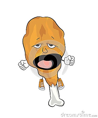 Yawning Ckicken leg cartoon Cartoon Illustration