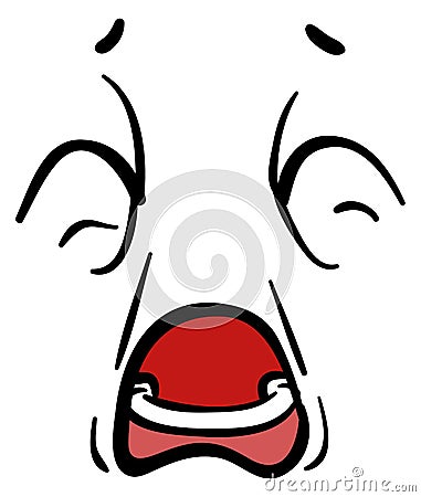 Yawning face. Tired or bored comic expression with closed eyes Vector Illustration