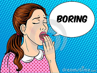 Yawning girl pop art style vector illustration Vector Illustration