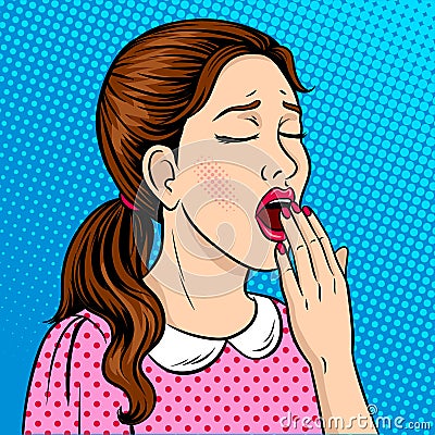 Yawning girl pop art style vector illustration Vector Illustration