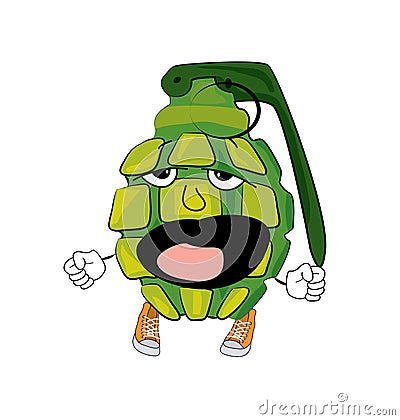 Yawning Grenade cartoon Cartoon Illustration