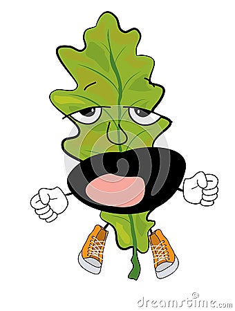 Yawning Oak leaf cartoon Cartoon Illustration