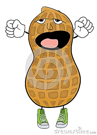 Yawning peanut cartoon character Cartoon Illustration