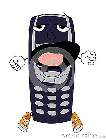 Yawning phone cartoon Cartoon Illustration