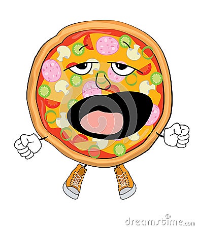 Yawning pizza cartoon Cartoon Illustration