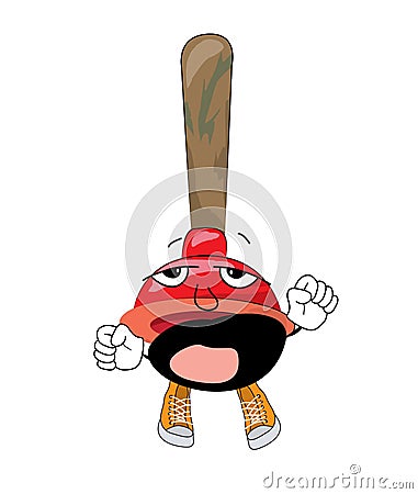 Yawning plunger Cartoon Illustration