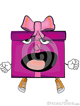 Yawning present box cartoon Cartoon Illustration