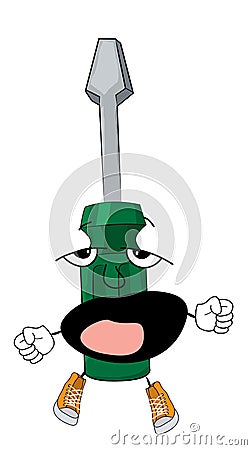 Yawning screwdriver cartoon Cartoon Illustration