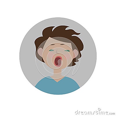 Yawning smiley. Bored emoticon. Indifferent emoji. Sleepy expression. Vector Illustration