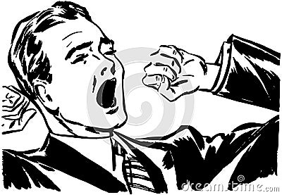 Yawning And Stretching Vector Illustration