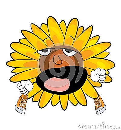 Yawning sunflower cartoon Cartoon Illustration