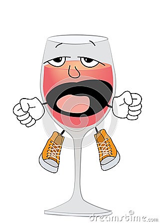 Yawning wine of glass cartoon Cartoon Illustration