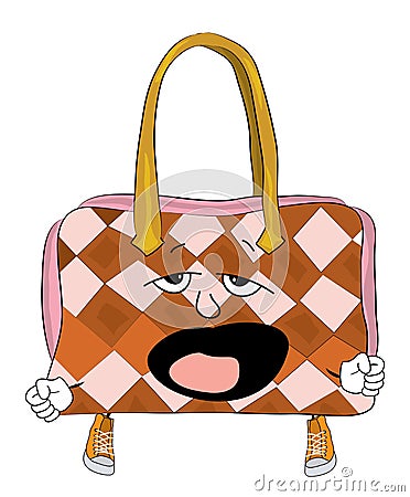 Yawning woman handbag cartoon Cartoon Illustration