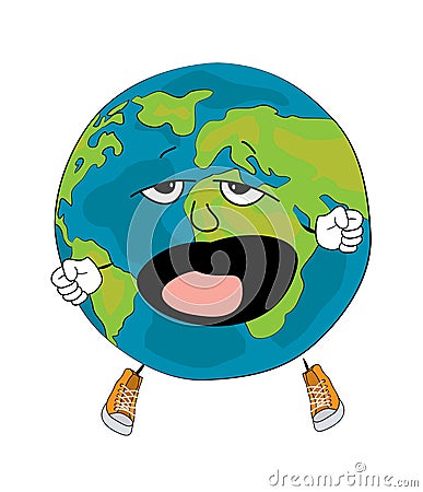 Yawning world globe cartoon Cartoon Illustration