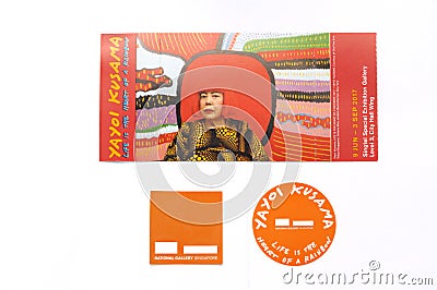 Yayoi Kusama life is the heart of a rainbow exhibition ticket Editorial Stock Photo