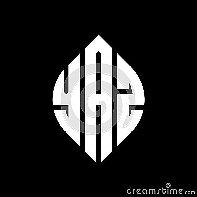 YAZ circle letter logo design with circle and ellipse shape. YAZ ellipse letters with typographic style. The three initials form a Vector Illustration