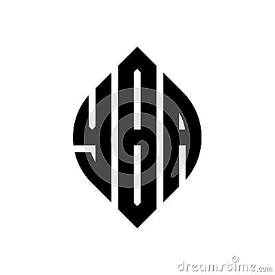 YBA circle letter logo design with circle and ellipse shape. YBA ellipse letters with typographic style. The three initials form a Vector Illustration