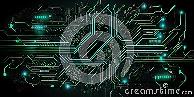 Ð¡yber Patterns. Circuit Board Texture. digital high illustration. AI generative Cartoon Illustration