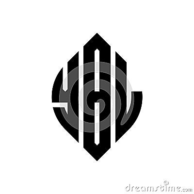 YBL circle letter logo design with circle and ellipse shape. YBL ellipse letters with typographic style. The three initials form a Vector Illustration