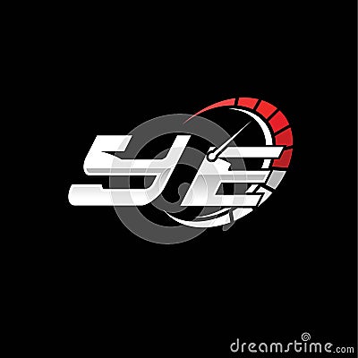 YE Logo Letter Speed Meter Racing Style Vector Illustration