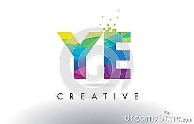 YE Y E Colorful Letter Origami Triangles Design Vector. Vector Illustration