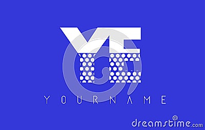 YE Y E Dotted Letter Logo Design with Blue Background. Vector Illustration