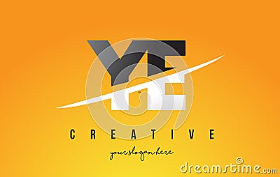 YE Y E Letter Modern Logo Design with Yellow Background and Swoosh. Vector Illustration