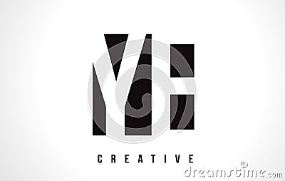 YE Y E White Letter Logo Design with Black Square. Vector Illustration