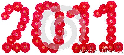 Year 2011. Number laid out by roses Stock Photo