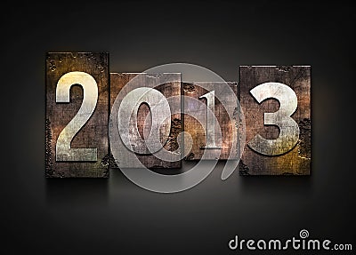 Year 2013 letterpress. Stock Photo