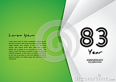 83 year anniversary celebration logotype on green background for poster, banner, leaflet, flyer, brochure, web, invitations or Vector Illustration