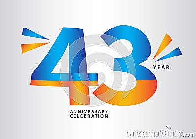 43 Year Anniversary Celebration Logotype Vector, 43 Number Design, 43th ...
