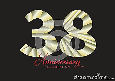 38 year anniversary celebration logotype vector, 38 number design, 38th Birthday invitation, anniversary logo template, logo Vector Illustration